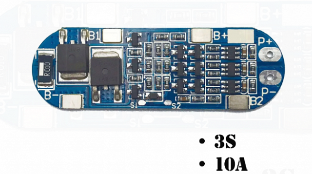 Плата BMS 3S для Li-ion 18650 аккумуляторов 10A