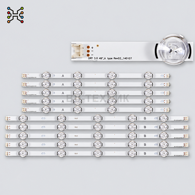 LED подсветка LG 49LB5500 / 49LB580V / 49LB6300 / 49LF580V — DRT 3.0 49 A+B, 10 планок / 5 пар, 45 L